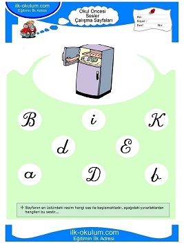 Çocuklar İçin B Sesi Çalışma Sayfaları 